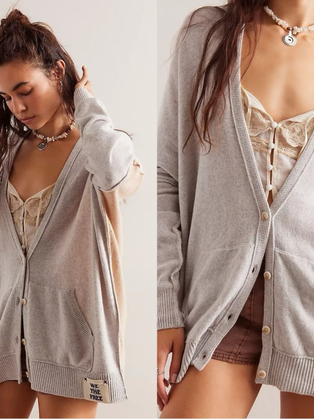 We The Free Essential Cardigan in Mercury Combo